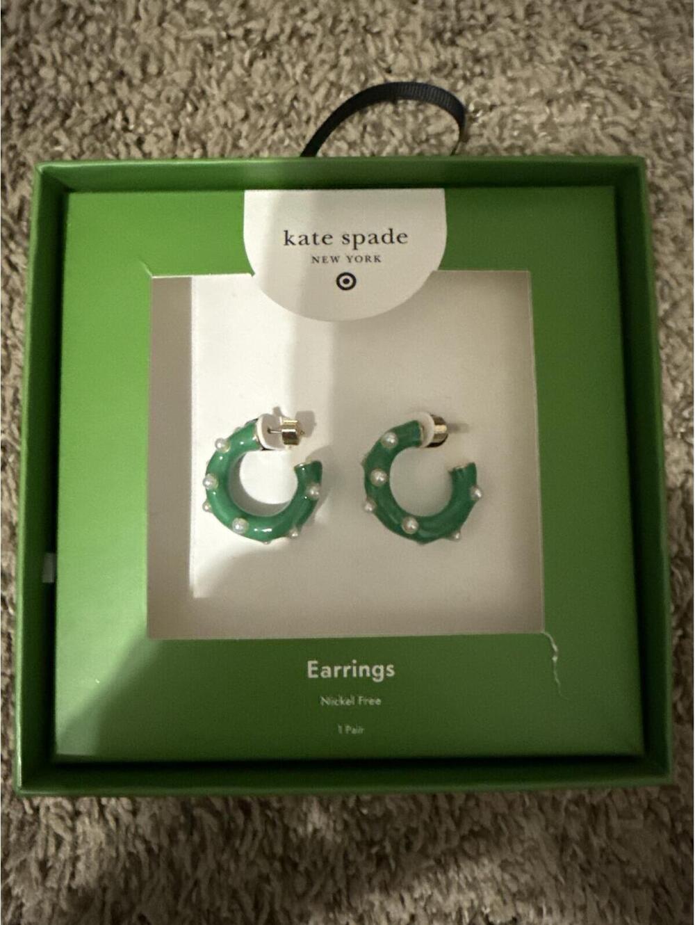 Kate Spade for Target green hoop earrings New in Box
